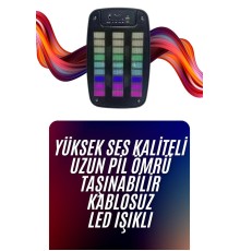 Bluetooth Hoparlör Taşınabilir Şarjlı Işıklı Büyük Boy Yüksek Ses Kaliteli