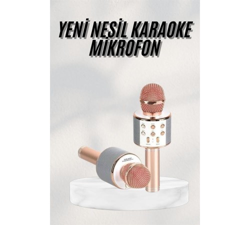 Bluetooth Hoparlör USB AUX SD Kart Kaoroke Mikrofon Uzun Pil Ömrü