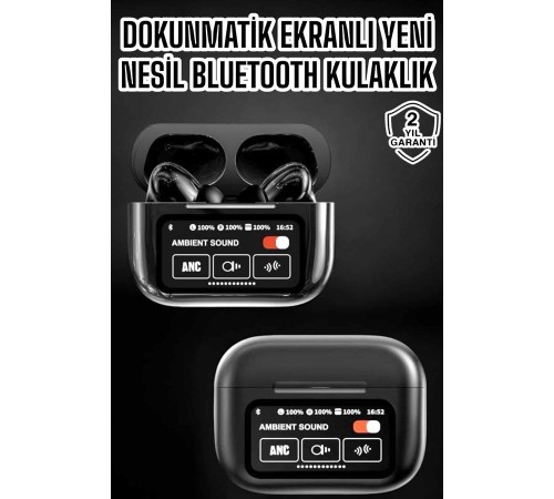 Bluetooth Kulaklık Kablosuz Ekranlı ANC/ENC Destekli Dokunmatik