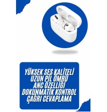 Bluetooth Kulaklık Kulak İçi Silikonlu Stereo Yüksek Ses Kaliteli Dokunmatik