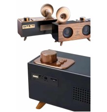 Bluetooth Nostalji Speaker Radyo Gramofon Ahşap Renk Vintage