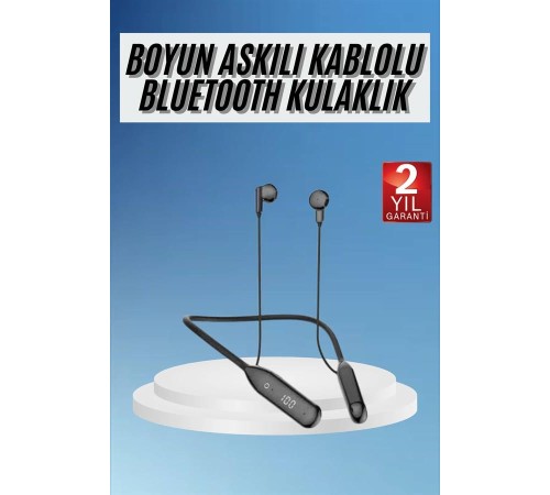 Boyun Bantlı Kablolu Yüksek Ses Kaliteli Bluetooth Kulaklık Uzun Pil Ömrü