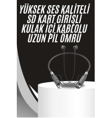 Boyun Bantlı Kulak İçi Kablolu Yüksek Ses Kaliteli Bluetooth Kulaklık