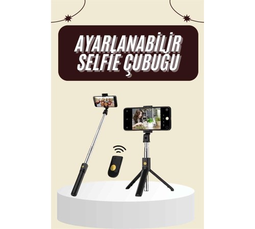 Cep Telefonu Tripod Standı Manyetik Selfie Sopa Bluetooth Uzaktan Kumandalı