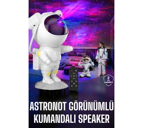 Çocuklara Özel Projeksiyon Astronot Lamba Speaker Sevimli