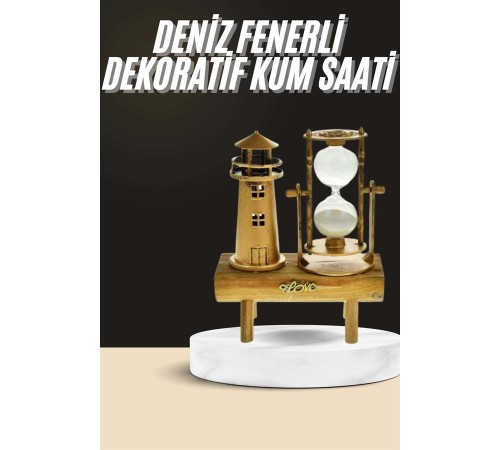 Dekoratif Kum Saati Deniz Feneri Retro Masa Hediyeli Eşya