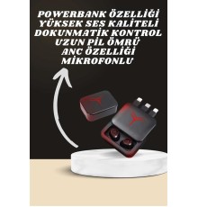 Dijital Göstergeli Powerbank Kablosuz Kulaklık ve 7 Kordonlu Yeni Nesil Akıllı Saat Dokunmatik Kontrol