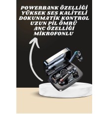 Dijital Göstergeli Powerbank Kulaklık ve 7 Kordonlu Yeni Nesil Akıllı Saat Amoled Ekran
