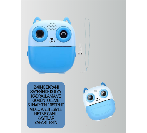 2.4” Ekranlı Mini Kamera – 1080p Kayıt + Mürekkepsiz Yazdırma