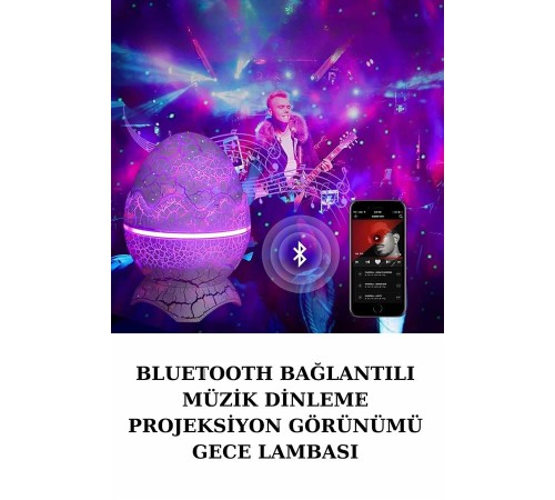 Dinozor Speaker Renk Değiştirme Projeksiyon Modu Bluetooth Hoparlör Gece Lambası