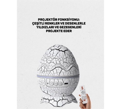 Dinozor Yumurtası Tasarımlı Projektörlü Gece Lambası Dinozor Yumurtası Tasarımlı Projektörlü Gece Lambası