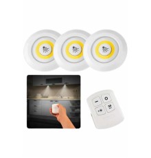 Dolap Işığı Mutfak Rafı Işığı Uzaktan Kumandalı 3 Lü Spot Led Lamba