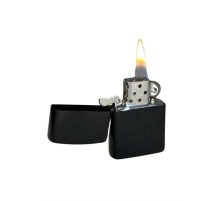 Doldurulabilir Siyah Benzinli Çakmak Metalik