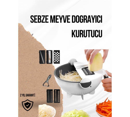 Döner Mekanizmalı Rende Bıçaklı Sebze Dilimleyici Seti