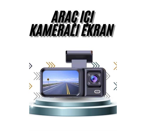 DVR Araç İçi Kamera Ön ve İç Kamera 2 İnç Ekranlı Çift Kamera