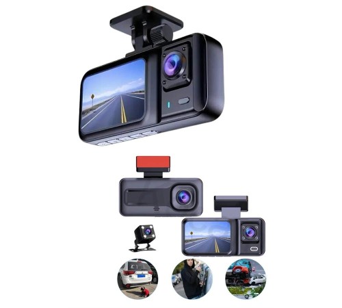 Ekranlı Sürüş Kaydedici DVR Ön ve Arka Kameralı Full HD Çözünürlüklü