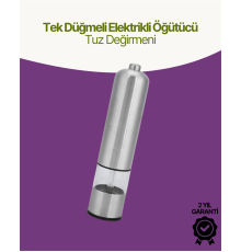 Elektrikli Baharat Öğütücü Pilli Paslanmaz Çelik Otomatik Tuz Karabiber Değirmeni