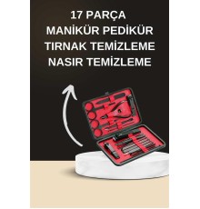 Elektrikli Manikür Pedikür Seti İkili Set 17 Parça Tırnak Bakımı Nasır Temizleme Tırnak Şekillendirme