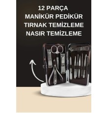 Elektrikli Manikür Pedikür Seti İkili Set 12 Parça Tırnak Bakımı Törpü Protez Çıkarma