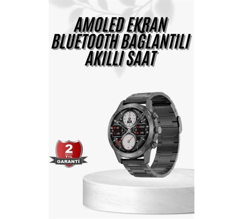 Erkeklere Özel Akıllı Saat Çelik Kordon Bluetooth Bağlantılı İOS ve Android Uyumlu