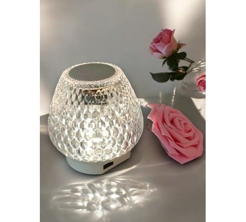 G5 Kristal Şarjlı Masa Lambası - 7 Renk Gece Lambası ve Bluetooth Hoparlör