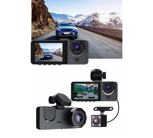 Gece Görüşlü DVR 3 Lensli Araç İçi Sürüş Kamerası Video Kaydedici