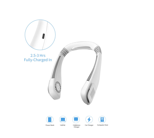 Giyilebilir Bladeless Boyun Fanı | 360° Serinlik, 5 Kademe Rüzgar, USB Şarjlı Sessiz Mini Klima