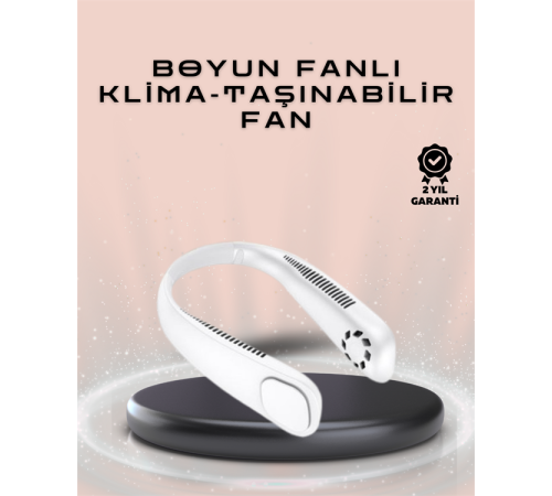 Giyilebilir Sessiz Fan | 224g Hafif, Bladeless Güvenli Tasarım, 5 Vitesli Soğutma, USB Şarjlı Fan
