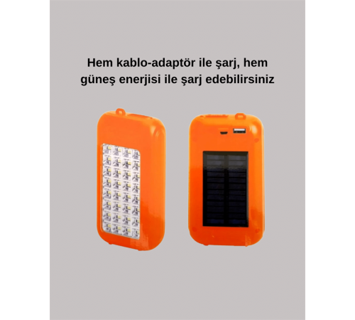 Gold Silver Güneş Enerjili Powerbank Işıldak – 10000 mAh, Taşınabilir, Suya Dayanıklı, 32 LED
