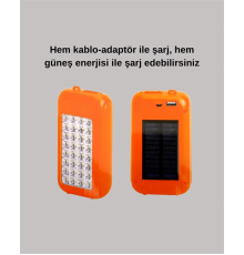 Güneş Enerjili LED Powerbank Işıldak – 10000 mAh, Su Geçirmez, 32 LED, Taşınabilir Tasarım