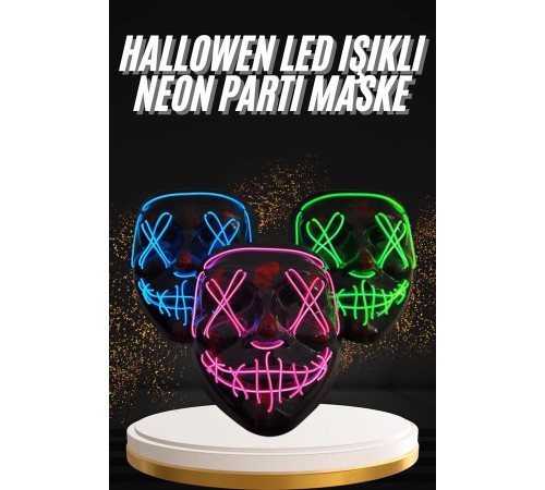 Hallowen Parti Maskesi Neon Led Işıklı Maske 3 Modlu Cadılar Bayramı Maskesi