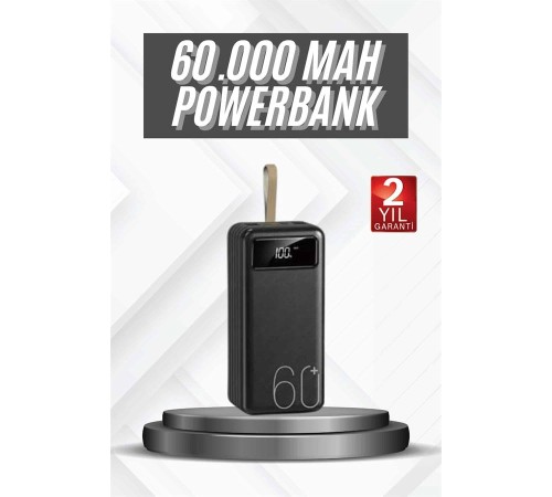 Hızlı Şarj 4 Çıkışlı Powerbank 60.000 Mah Taşınabilir Dijital Göstergeli