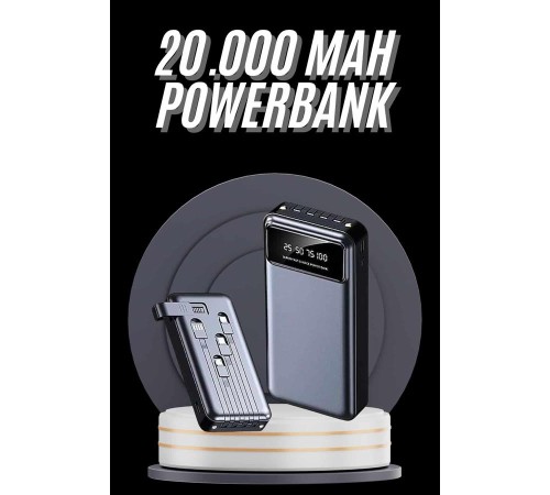 Hızlı Şarj Özellikli 20.000 Mah Dijital Göstergeli USB Girişli Android ve İOS Uyumlu Powerbank