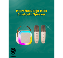 İki Mikrofonlu Renkli LED Işıklı Karaoke Cihazı