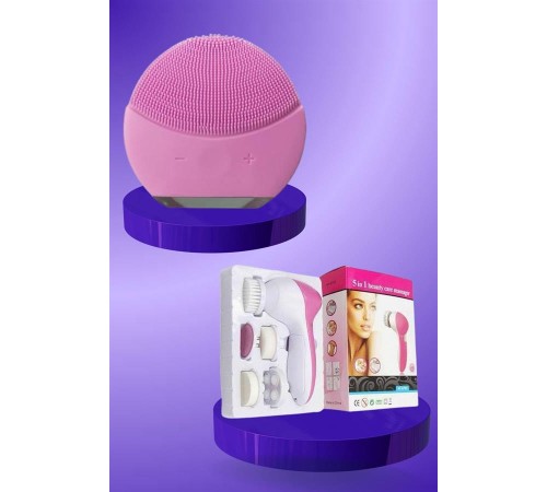 İkili Cilt Bakım Seti 5 Başlıklı Yüz Temizleme ve Masaj Aleti Canlandırıcı ve Onarıcı