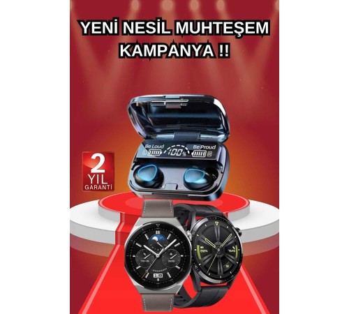 İkili Set Akıllı Saat Ve Bluetooth Kulaklık Kablosuz Uzun Pil Ömrü Spor Modları