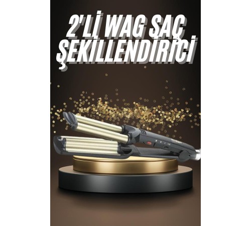 İkili Wag Maşa Saç Şekillendirici Seramik Kaplama Isı Ayarlı