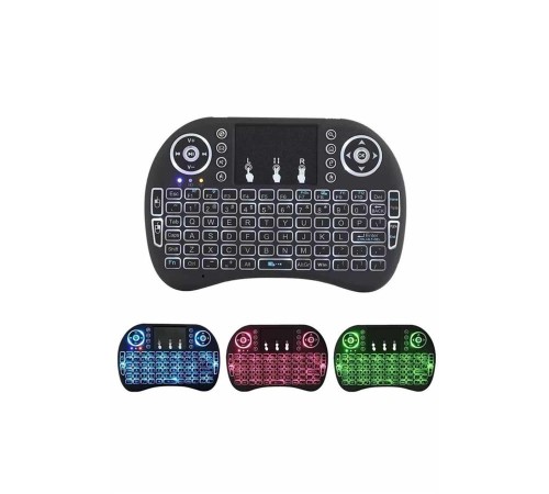 Işıklı Kablosuz Mini Klavye ve Dokunmatik Mouse Seti Türkçe Kablosuz