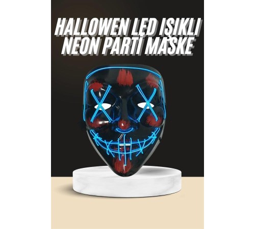 Işıklı Led Maske Parti Eğlence Maskesi Hallowen Neon Maske Işıklı Led Maske Parti Eğlence Maskesi Hallowen Neon Maske