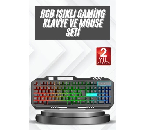 Işıklı  Q Klavye Mouse Seti Siyah   Klavye