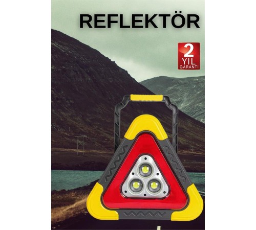 Işıklı Üçgen Reflektör Led Projektör Acil Durum Feneri Flaşör 500 Lümen Işıklı Üçgen Reflektör Led Projektör Acil Durum Feneri Flaşör 500 Lümen