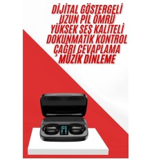 Kablosuz Bluetooth Kulaklık Android ve İOS Uyumlu Led Göstergeli Powerbankli