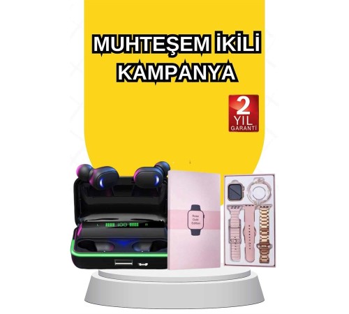 Kadınlara Özel Bileklik Hediyeli Akıllı Saat ve Dijital Göstergeli ANC Özellikli Bluetooth Kulaklık