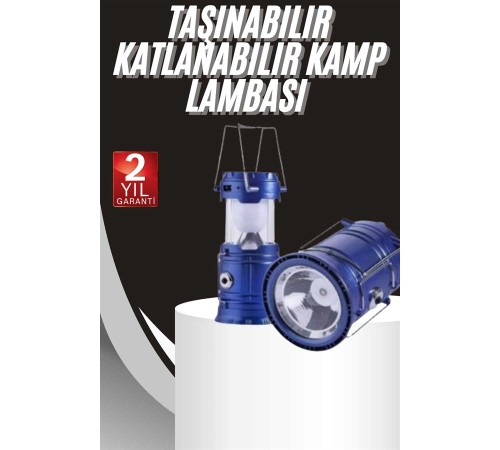 Kamp Lambası Solar Şarjlı Kızaklı Kamp Feneri Led Lamba Işıldak
