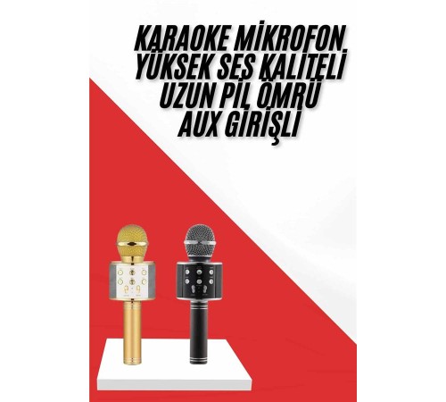 Karaoke Mikrofon Dahili Hoparlörlü Sd-usb-aux Girişli Bluetooth Hoparlör