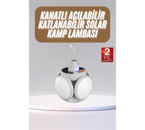 Katlanabilir Askılı Kamp Lambası 5 Kanatlı Pratik Güneş Enerjili