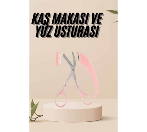 Kavisli Kaş Kirpik Düzeltici Bıyık Alma Taraklı Kaş Makası Yüz Bakım Seti Makas