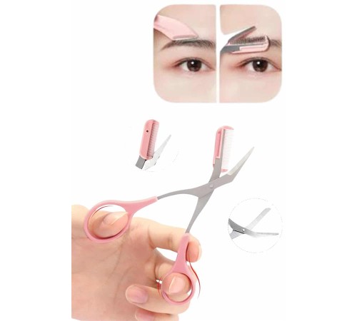 Kavisli Kaş Kirpik Düzeltici Bıyık Alma Taraklı Kaş Makası Yüz Bakım Seti Makas