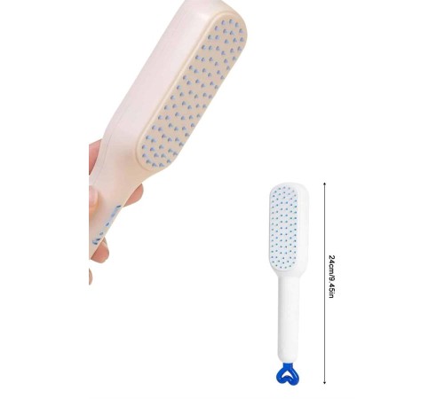 Kendi Kendini Temizleyen Otomatik Tuşlu Saç Tarağı Dolaşık Açıcı Masaj Fırçası Silikon Fırça