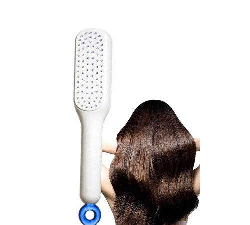 Kendi Kendini Temizleyen Otomatik Tuşlu Saç Tarağı Dolaşık Açıcı Masaj Fırçası Silikon Fırça